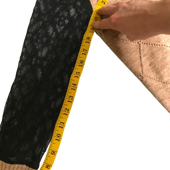 Lace Trim V-Neck Knit Sweater | Neutral Taupe & Black - Picture 10 of 16